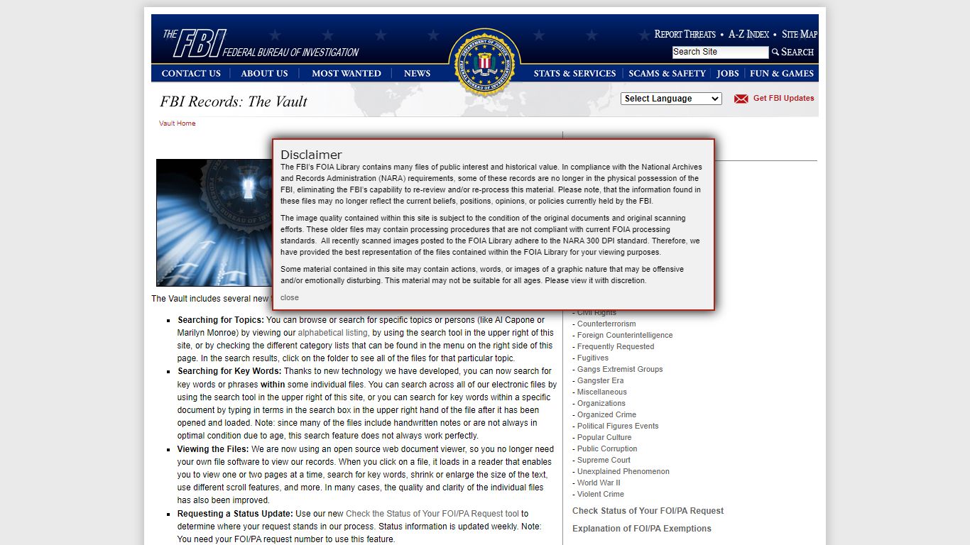 FBI Records: The Vault — The Vault
